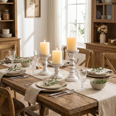Romadedi rustic candle stand for tabletop décor and seasonal centerpieces