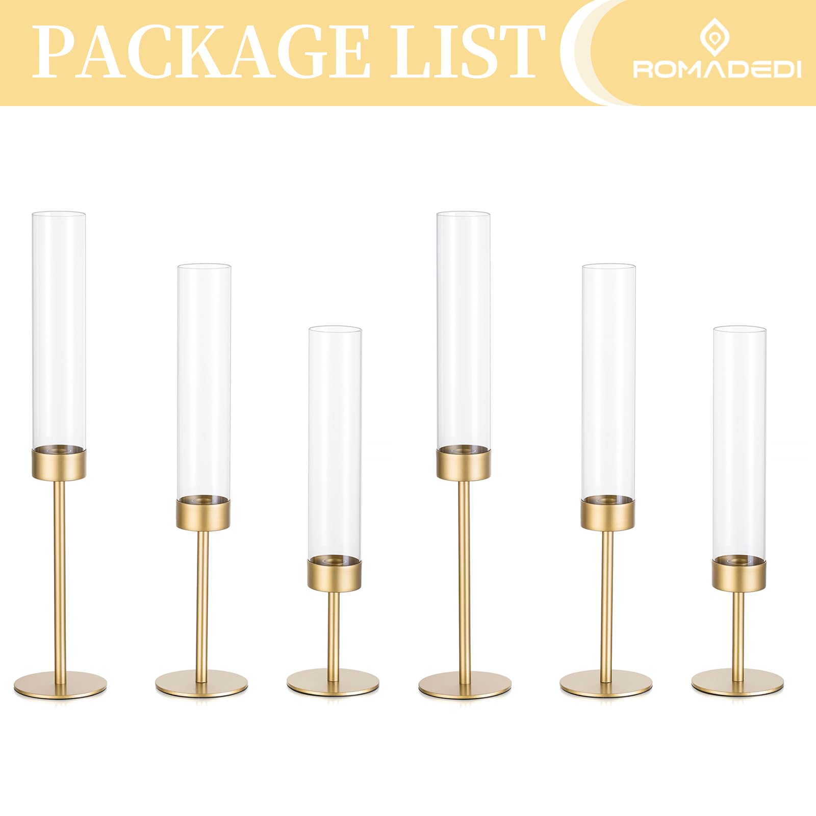 Romadedi hurricane candlestick set for weddings and events, adds romantic lighting.