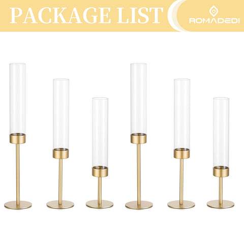 Romadedi hurricane candlestick set for weddings and events, adds romantic lighting.