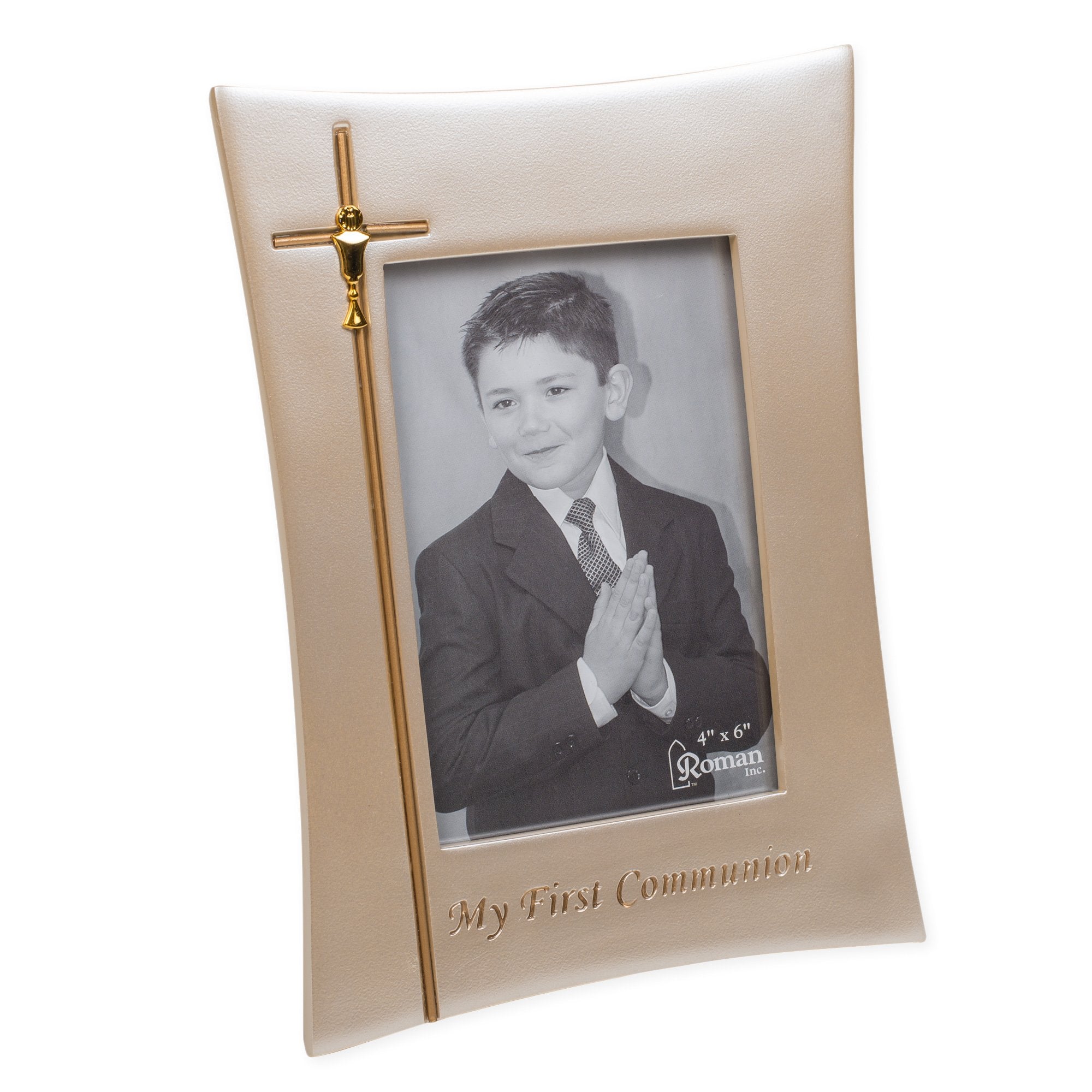 Roman Communion Frame 9.25in 4x6 showcasing a classic religious keepsake