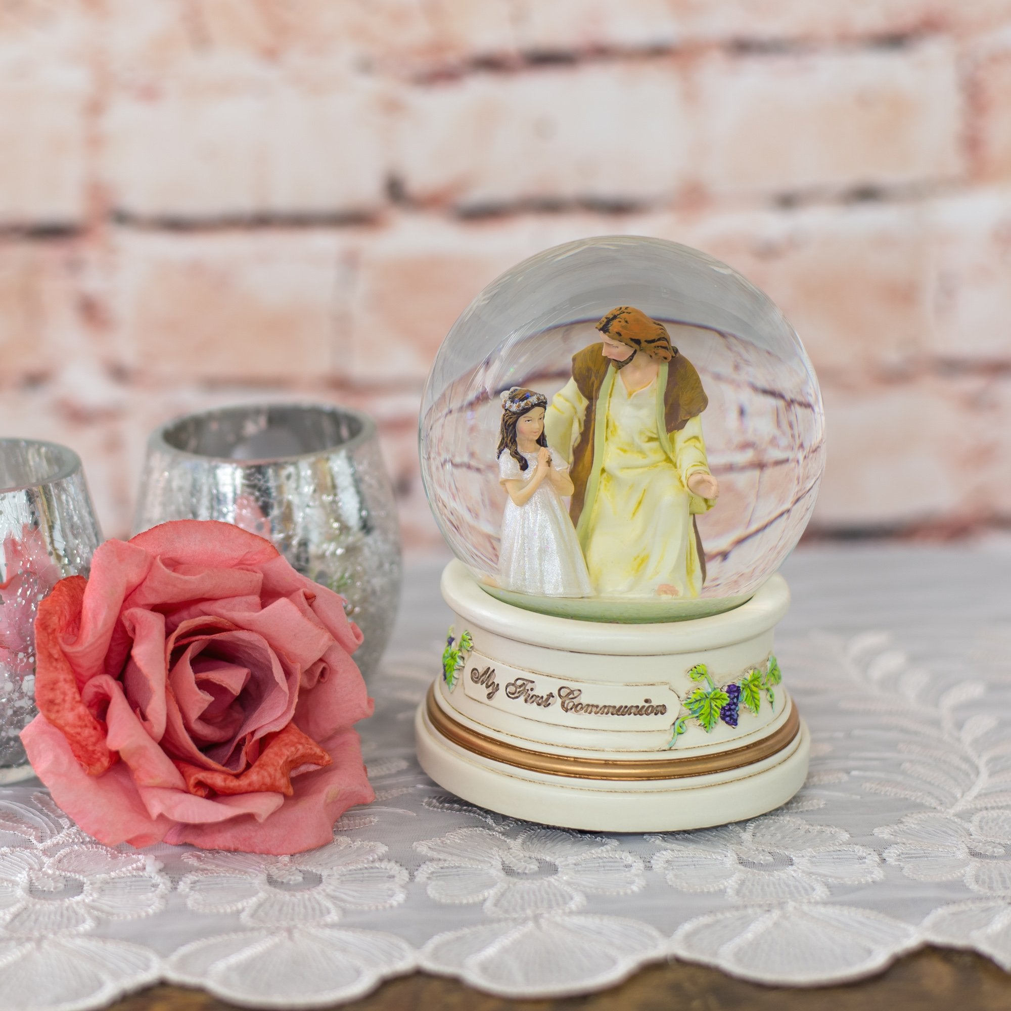 Roman Giftware musical dome girl enhances First Communion keepsake displays