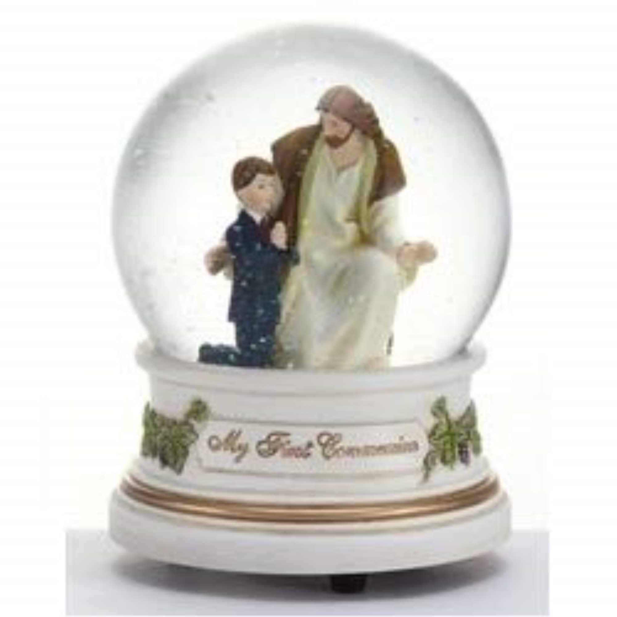 Roman Giftware boy musical dome on shelf display for devotion