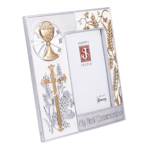 Roman resin photo frame communion detail closeup highlighting craftsmanship and texture.