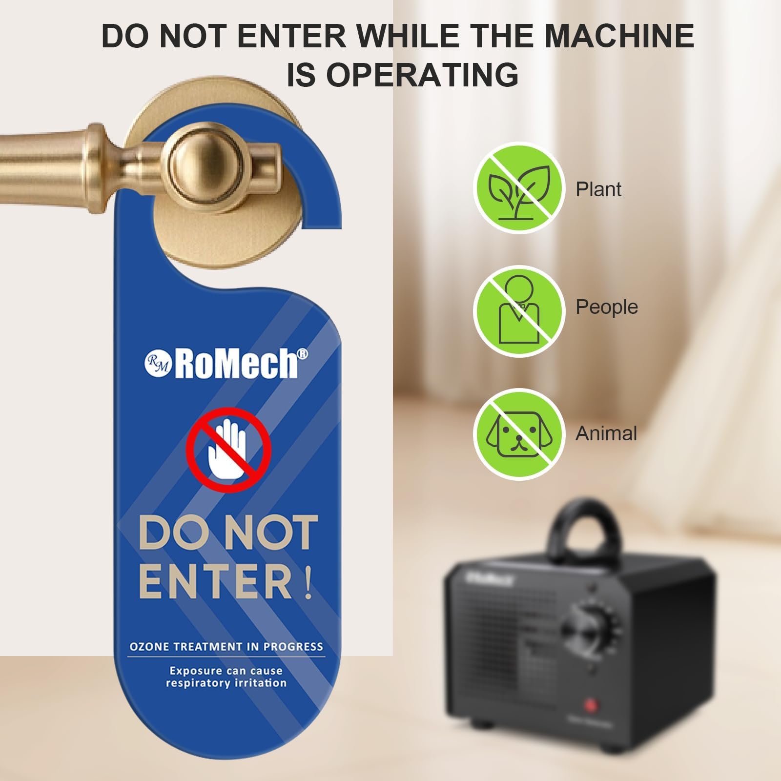 ROMECH ozone generator portable with handle for easy relocation