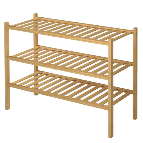ROMGUAR CRAFT 3-Tier Bamboo Shoe Rack durable construction resists cracks and deformation.