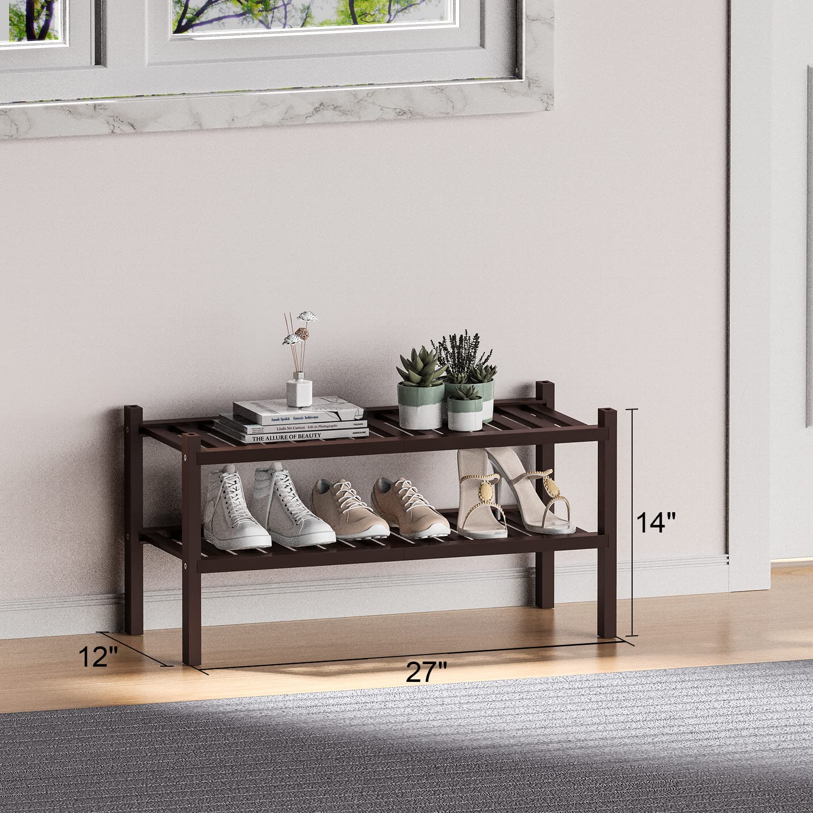 ROMGUAR CRAFT black brown bamboo rack blends with decor