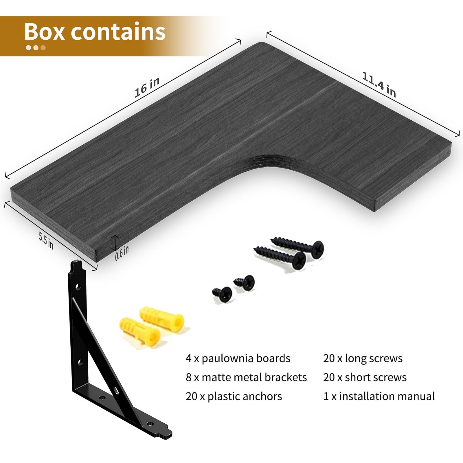 ROMGUAR CRAFT black corner shelves ideal for wall mounting and setup.