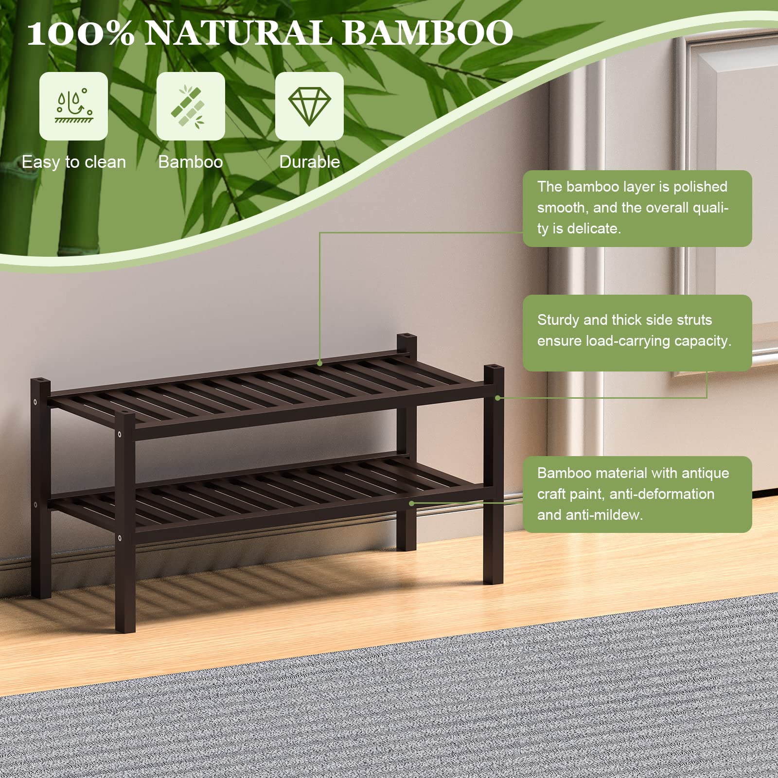 ROMGUAR CRAFT 27x12x14 bamboo rack fitting small spaces