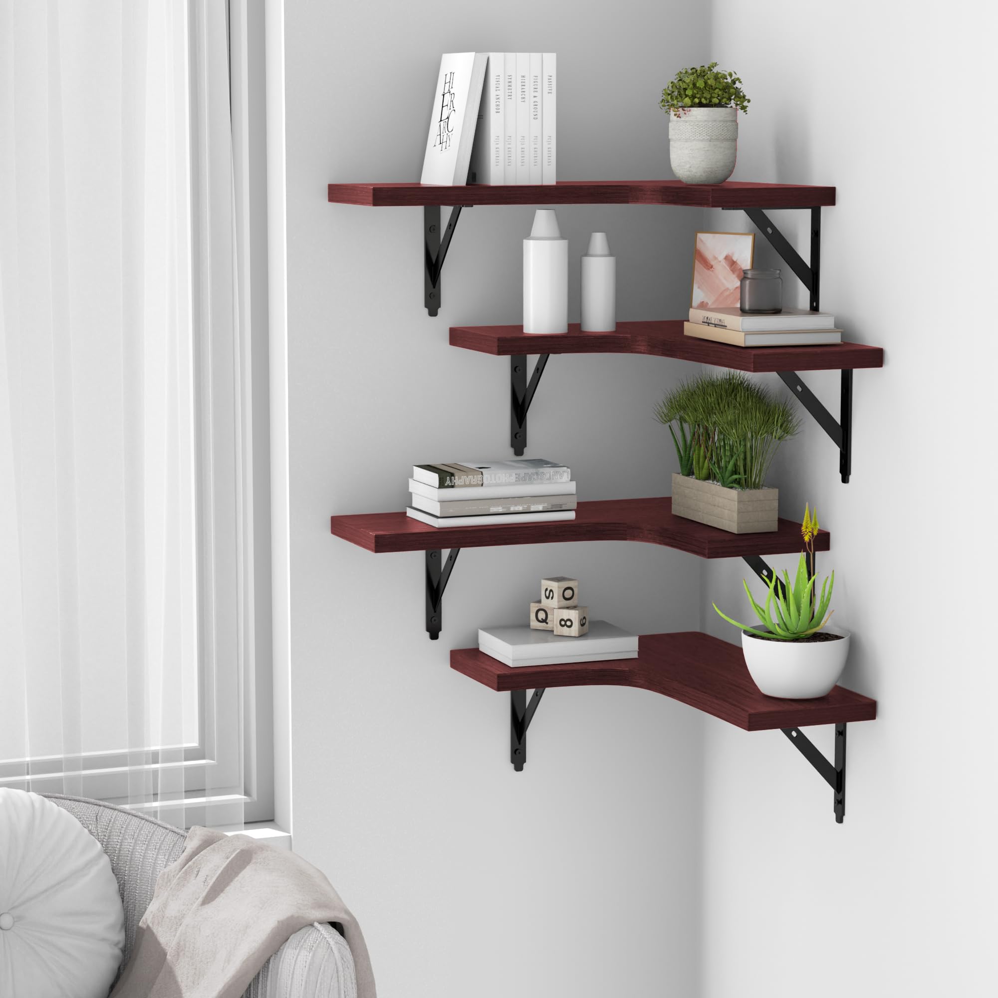 ROMGUAR CRAFT Paulownia wood shelves with waterproof lacquer finish.