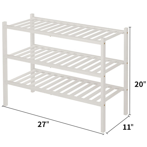 ROMGUAR CRAFT entryway shoe rack with white finish complements decor.