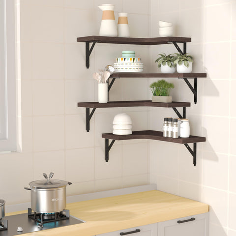 ROMGUAR CRAFT floating shelves wood closeup highlights durable Paulownia wood finish.