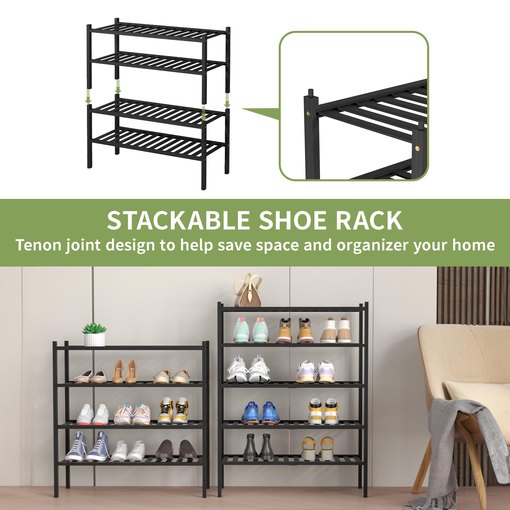 ROMGUAR CRAFT free-standing black rack fits entryways and closets