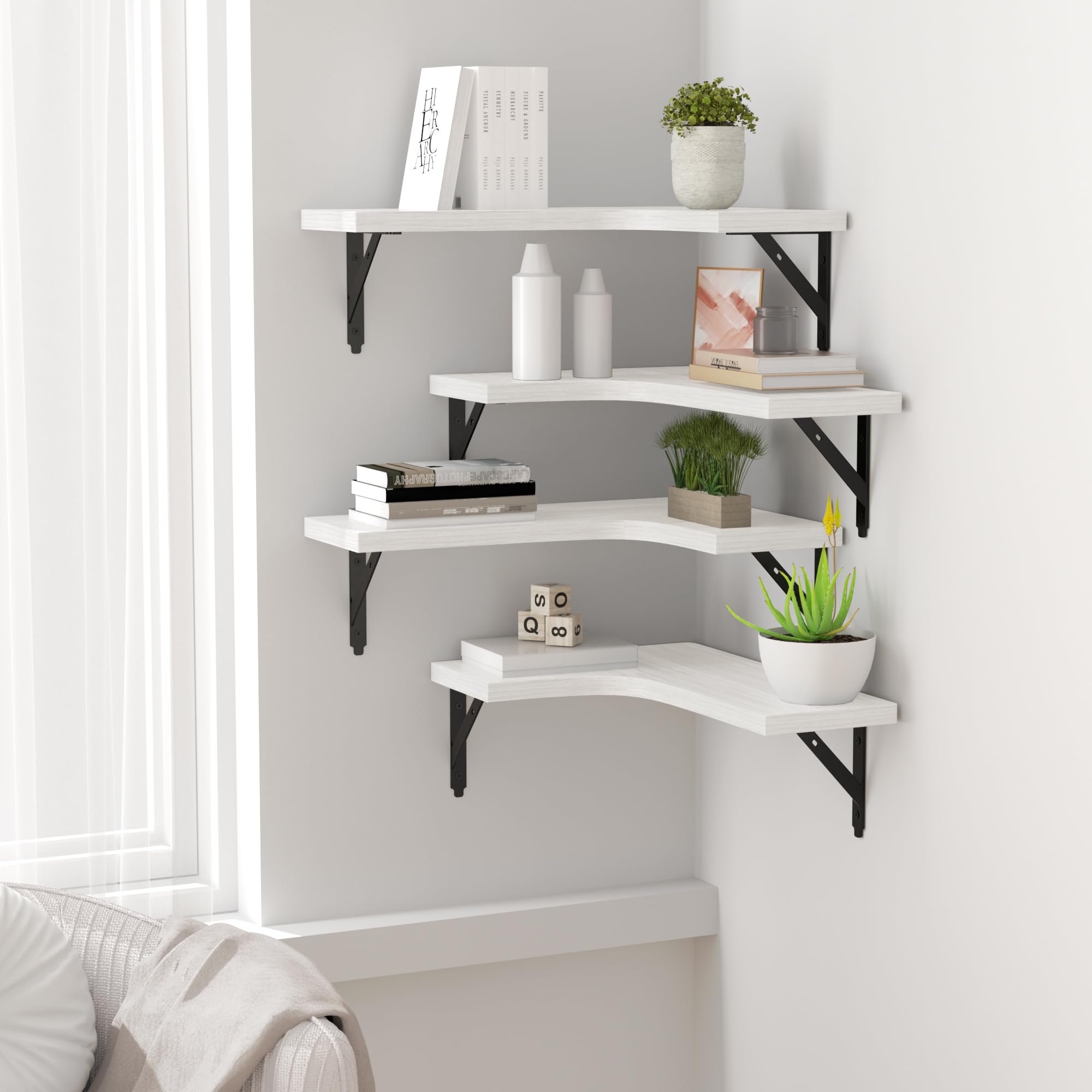 ROMGUAR CRAFT lacquered corner shelves protect decor and resist moisture