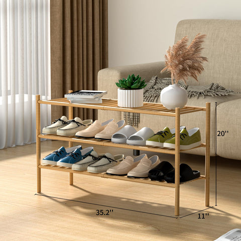 ROMGUAR CRAFT multifunctional-storage-bamboo-rack holding shoes and accessories
