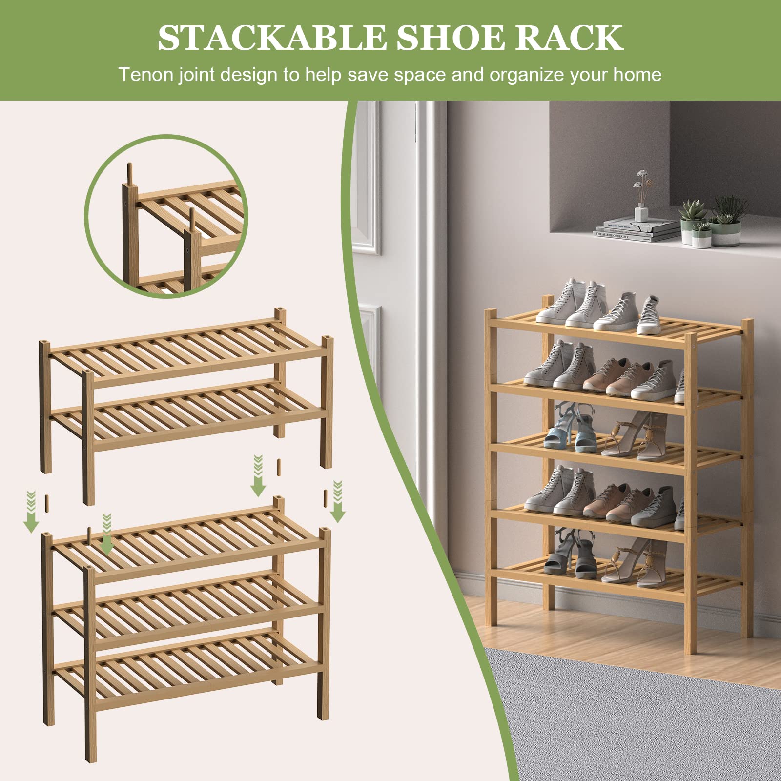 ROMGUAR CRAFT multi-function storage rack blends natural bamboo with versatile organization.