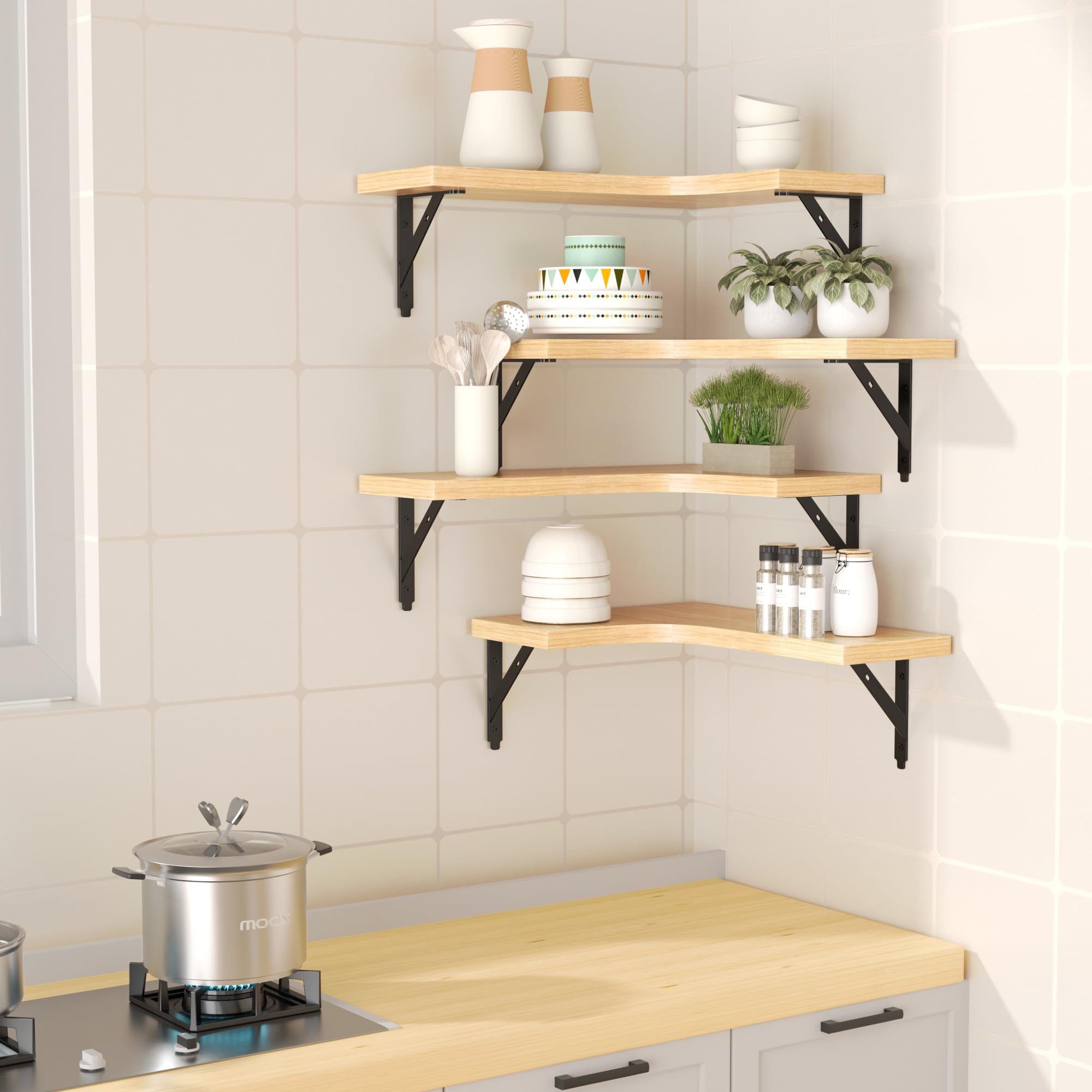 ROMGUAR CRAFT wall mounted shelves in natural wood for versatile organization