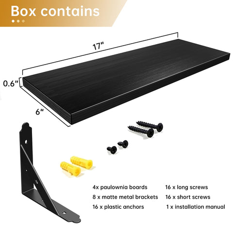 ROMGUAR CRAFT black finish shelves displaying books and decor with elegance.