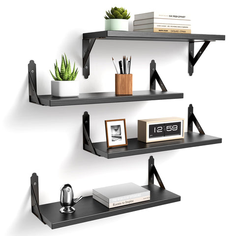 ROMGUAR CRAFT wood floating shelves in package ready for quick assembly and display.