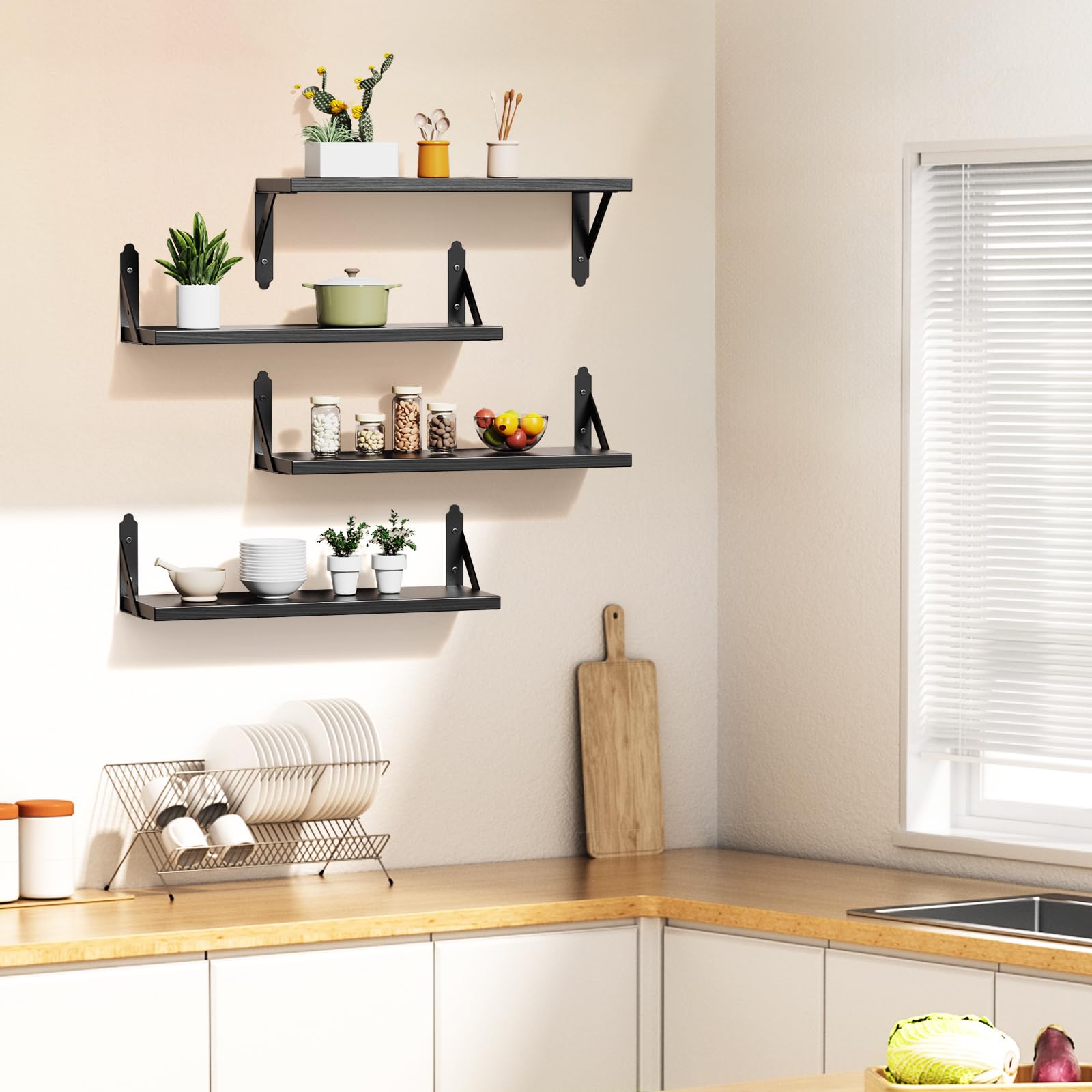 ROMGUAR CRAFT sturdy shelves with 40 lb capacity for plants, frames, and keepsakes.