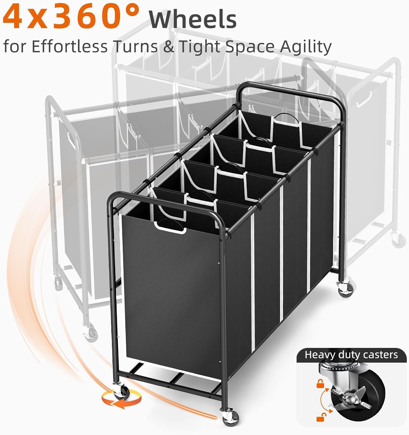 ROMOON 180L rolling laundry basket handles a week of clothes.