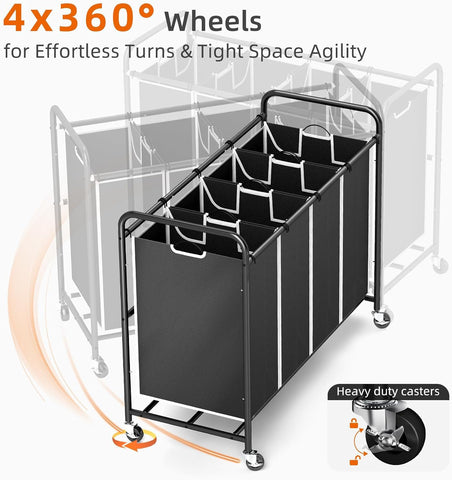 ROMOON 180L rolling laundry basket handles a week of clothes.