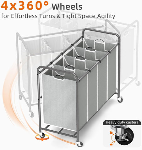 ROMOON lockable wheels stabilize movement on any floor surface.