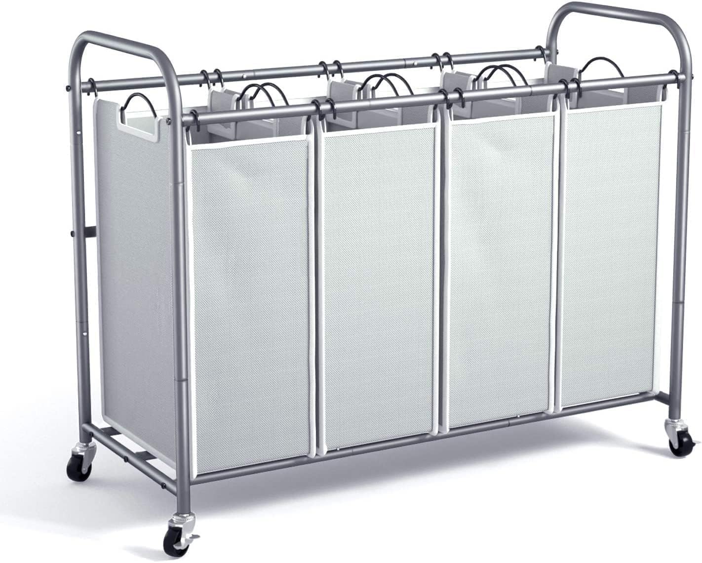 ROMOON laundry hamper cart rolling view for easy mobility in small spaces.
