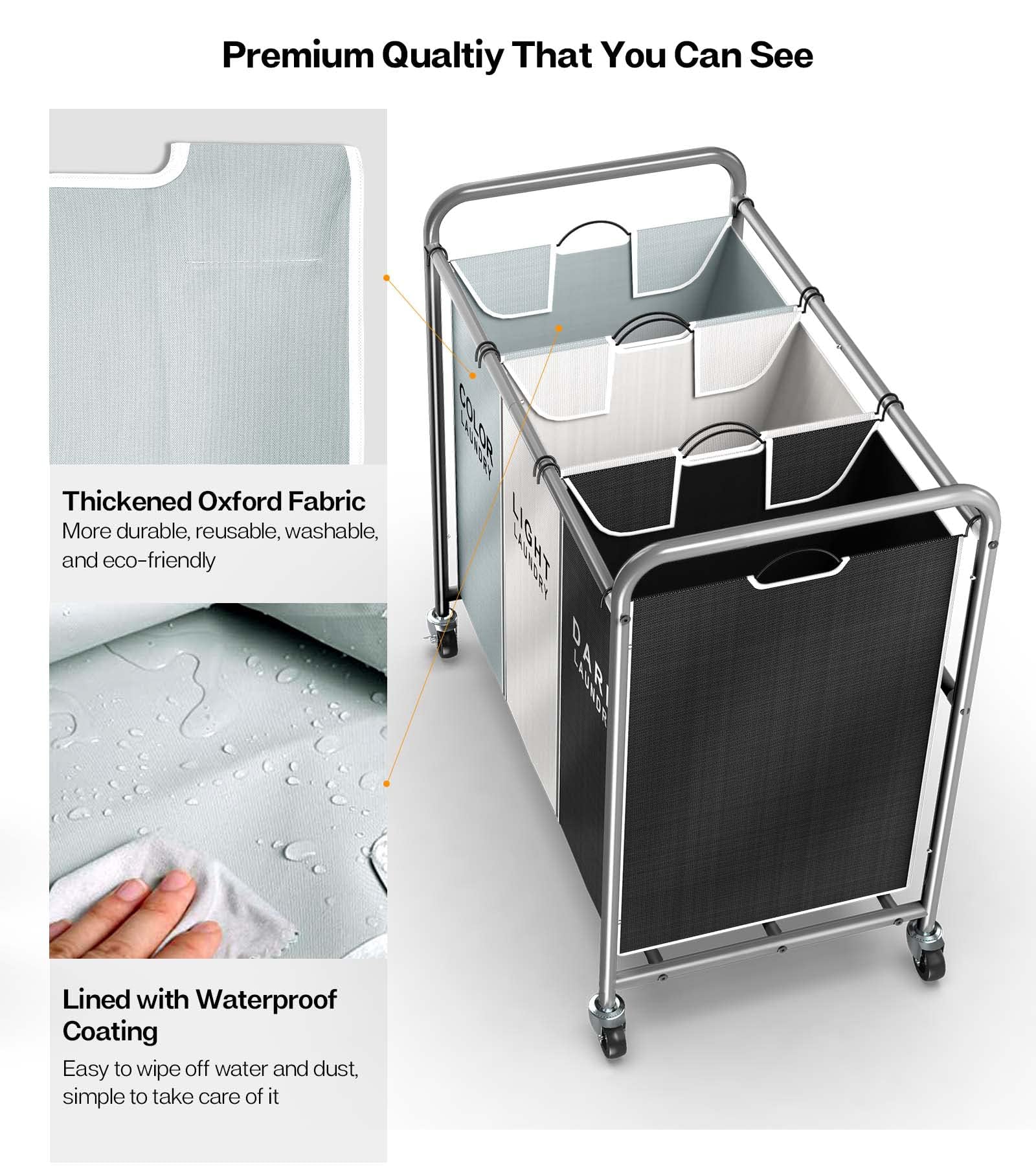 ROMOON 3 compartments usage demonstrates organized clothing sorting