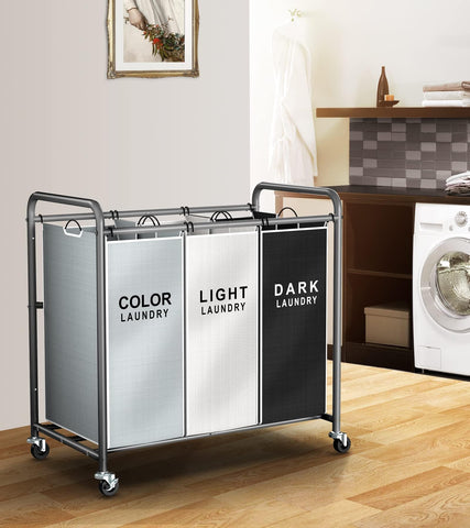 ROMOON laundry-sorter 3-section bags labeled to simplify sorting