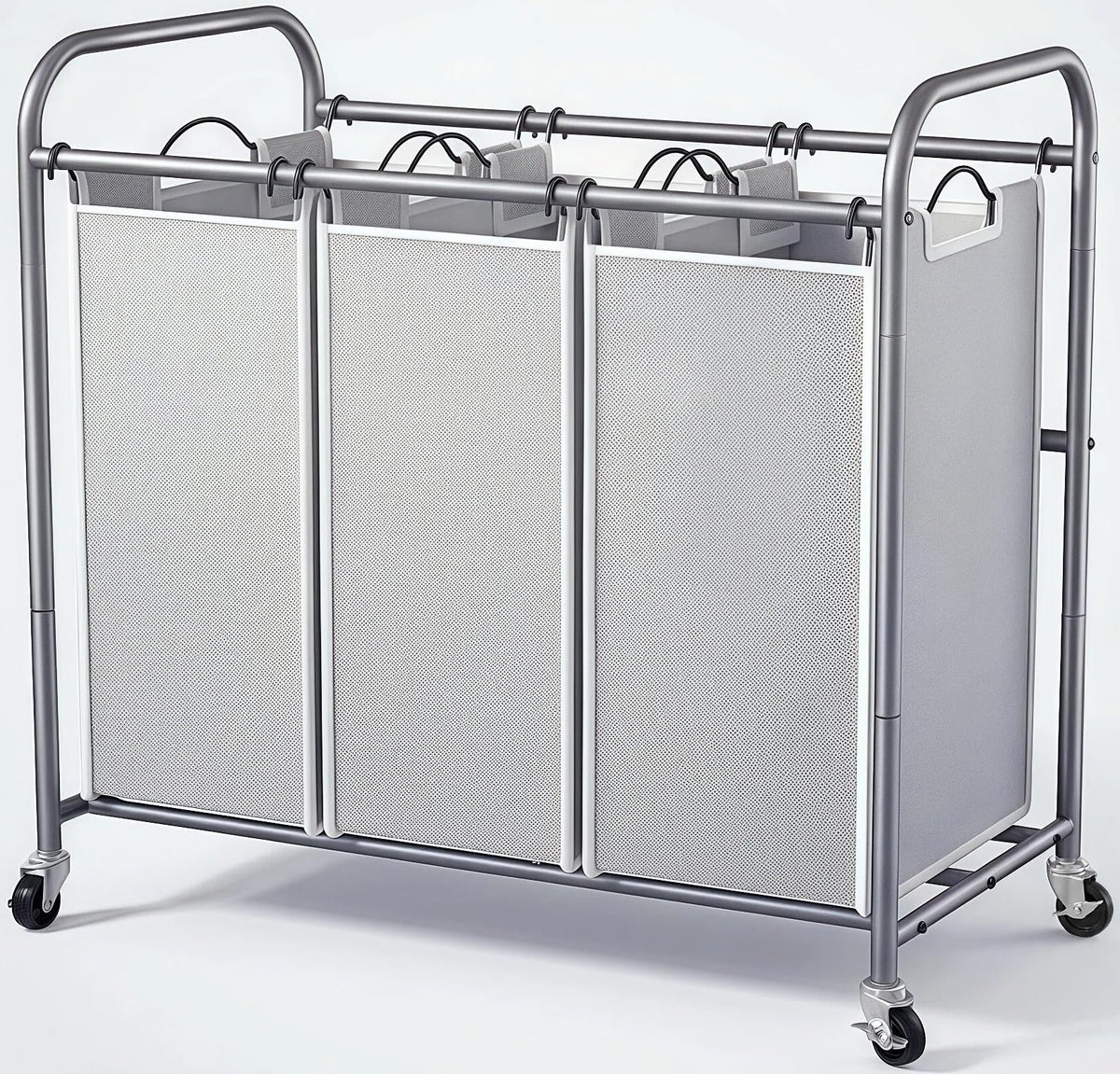 ROMOON laundry sorter 3-section with separate compartments for quick sorting and organization.