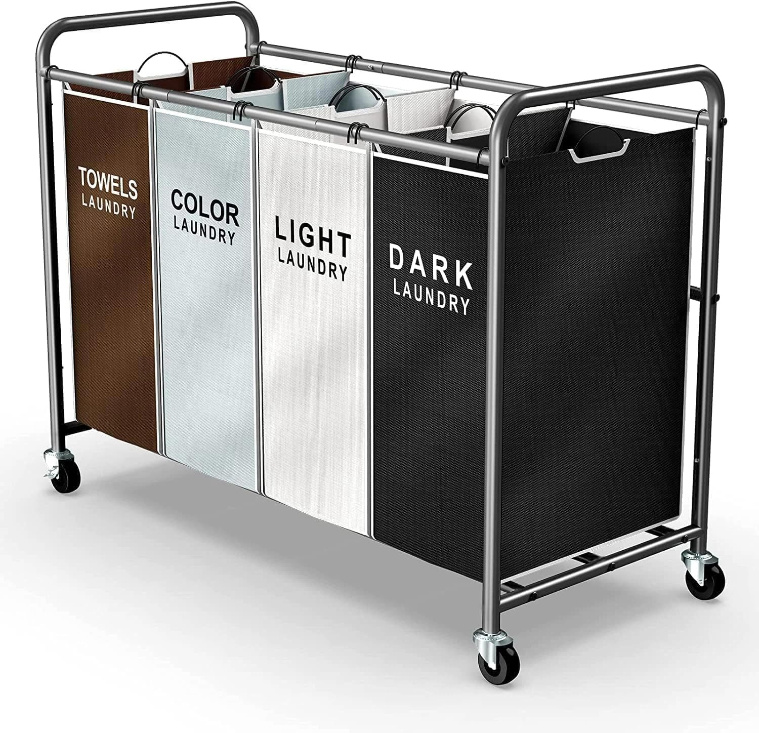 ROMOON 4-section laundry sorter for color-based sorting and easy transport
