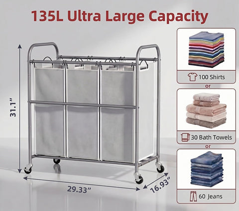 ROMOON lockable wheels glide smoothly and secure the unit in place.