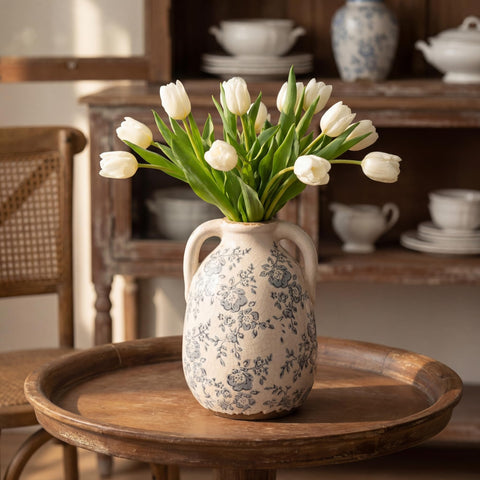 Ronasip ice-crackle finish vase enhances vintage-inspired tablescapes with texture
