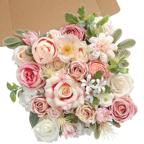 Rongflower pink artificial flowers combo bouquet for DIY wedding arrangements