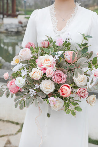 Rongflower pink artificial flowers combo centerpieces for lasting color at events