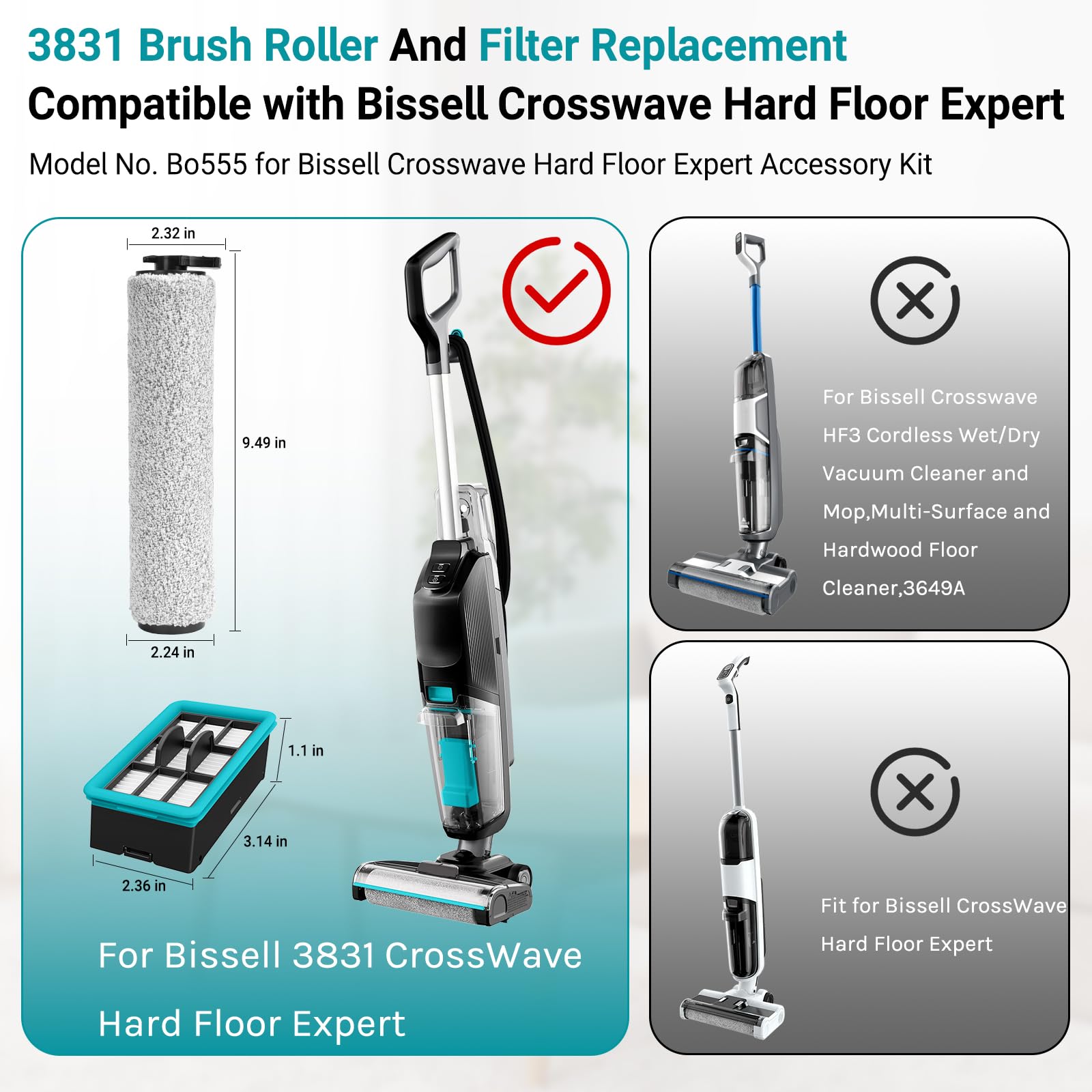 RONGJU 3831 filter captures fine dust for cleaner floors.