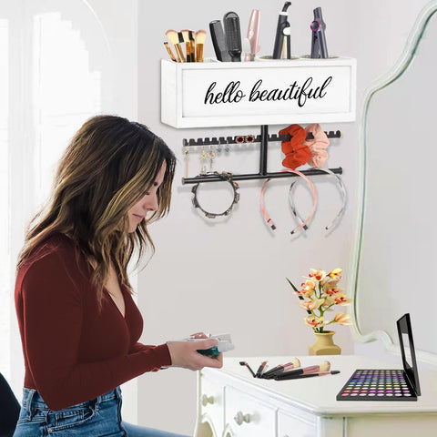 Ronjnndc bottom metal holder accommodates headbands, towels, and small accessories.