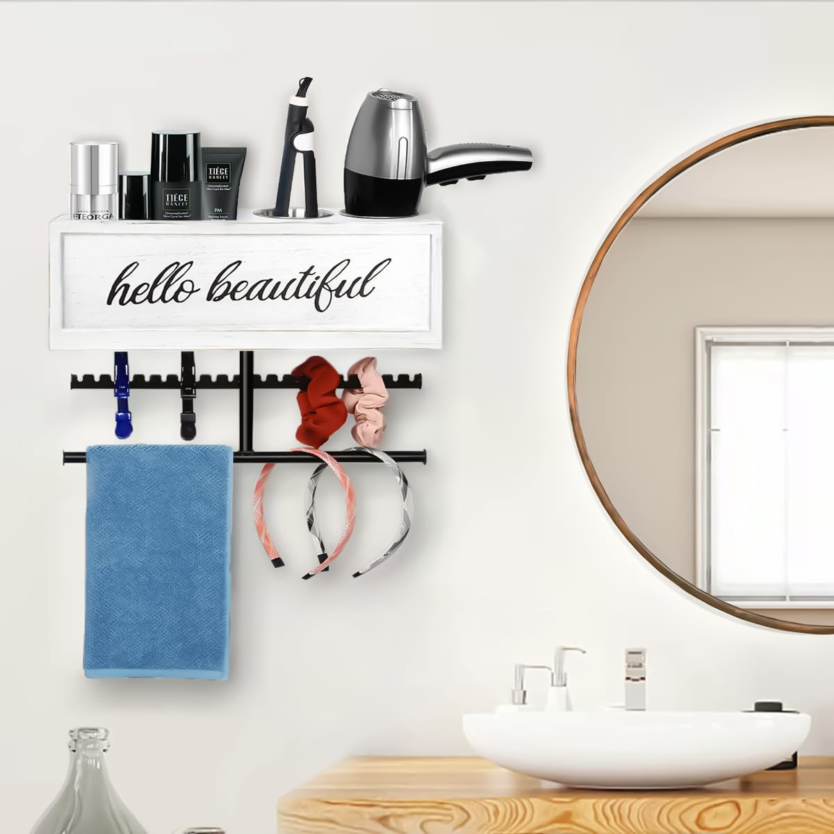 Ronjnndc stainless steel cups hold hot tools safely within the organizer.