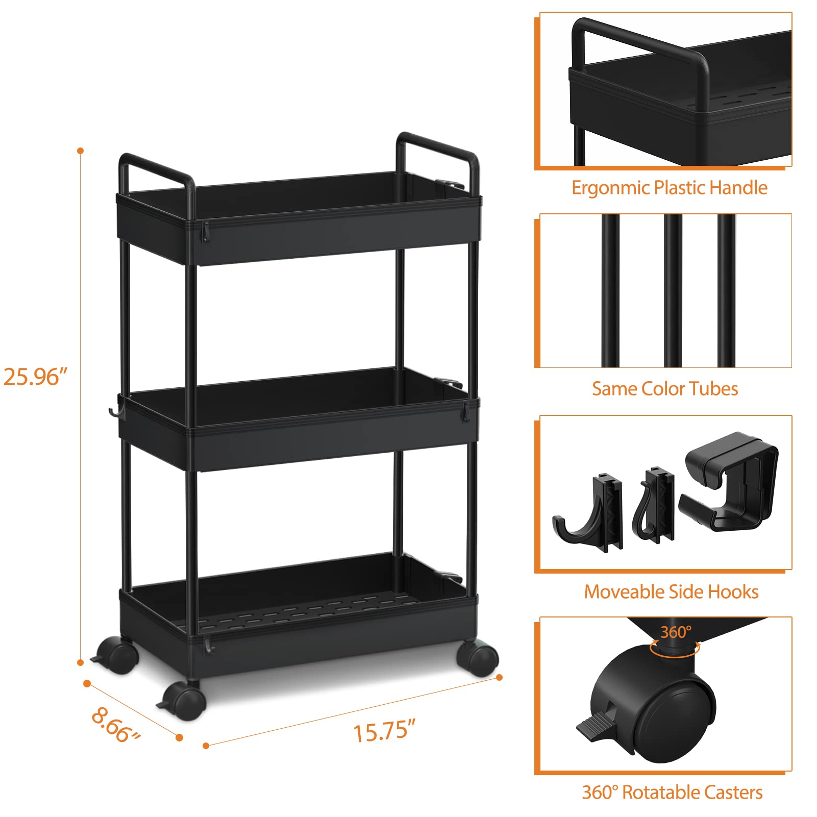 Ronlap cart fits between washer and dryer for compact laundry storage.