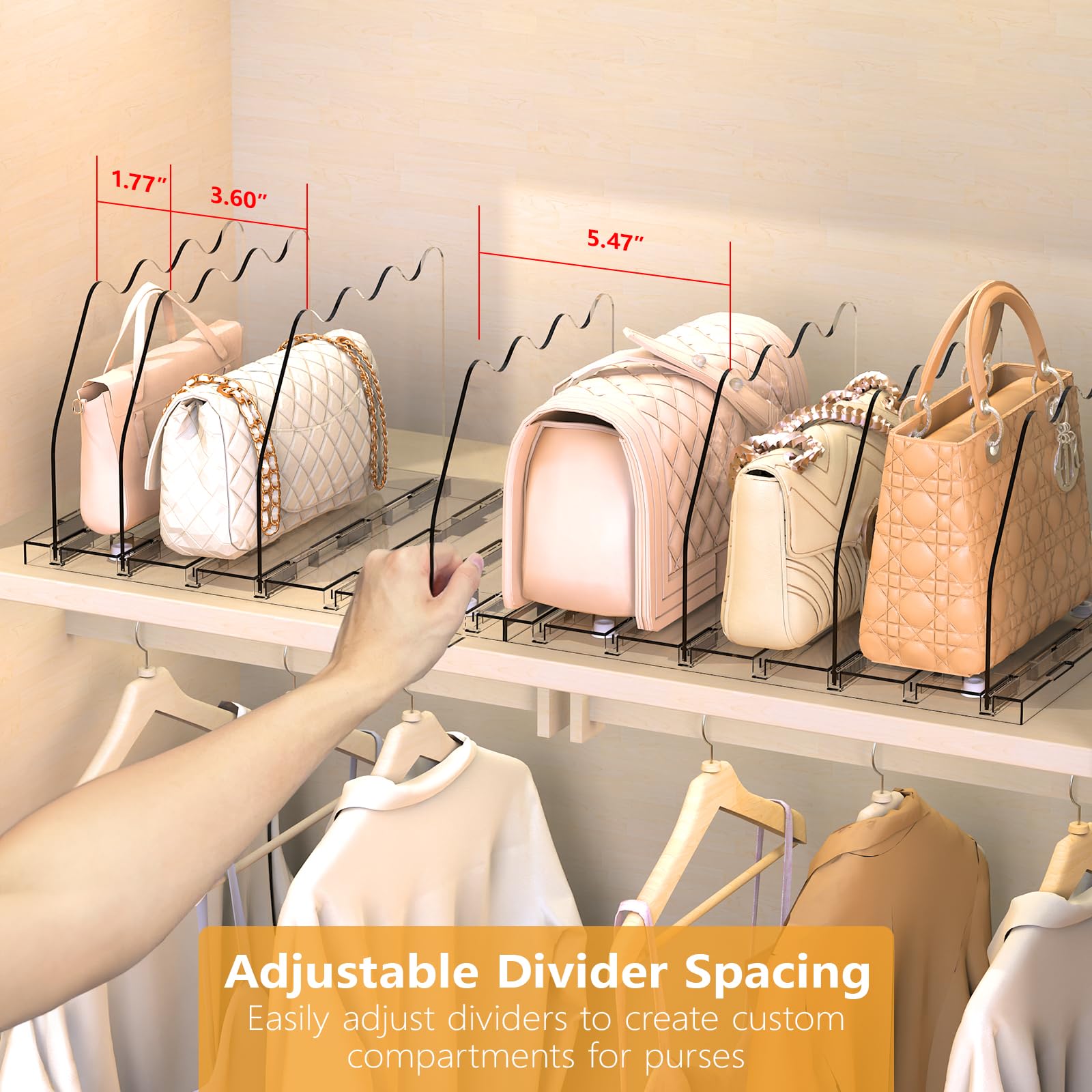 Ronlap purse organizers inside a closet for tidy, accessible storage.