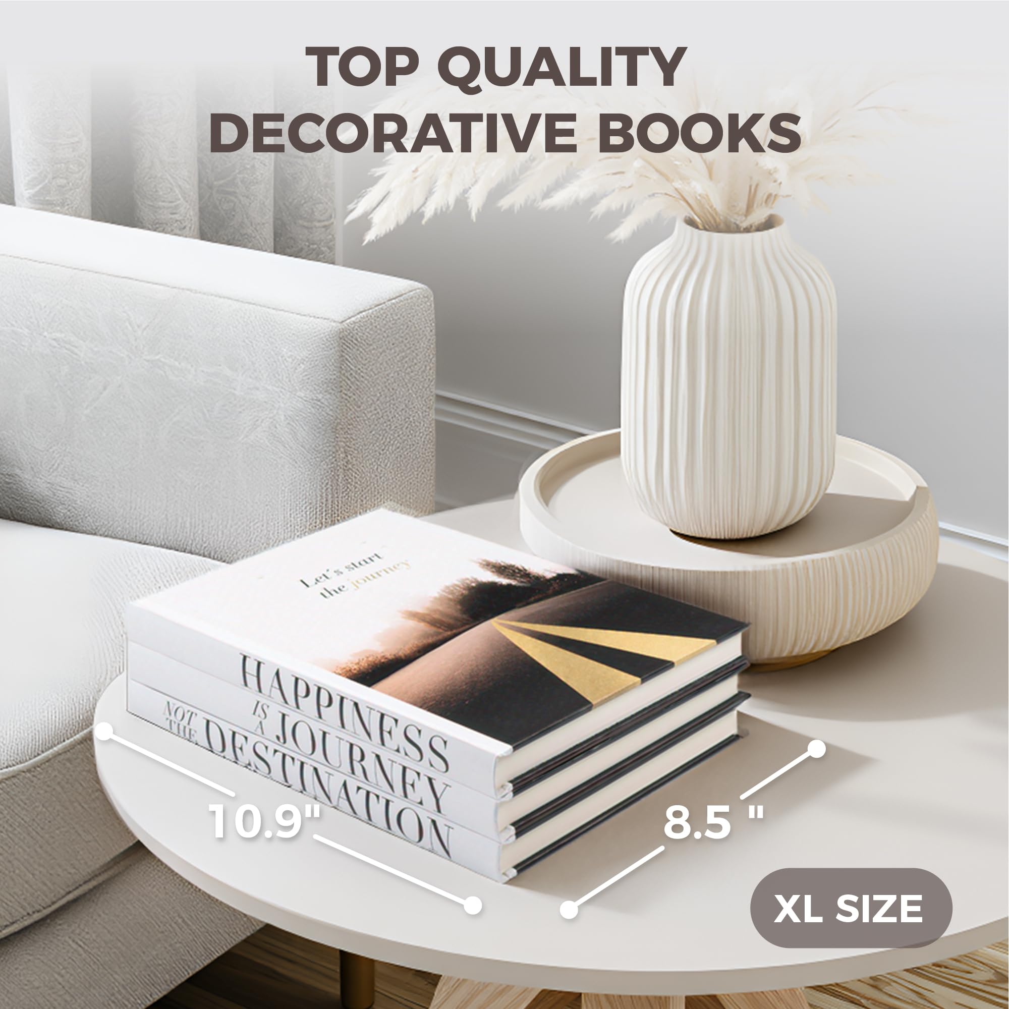 Roomicle white pages decor book displayed as a chic shelf accent.