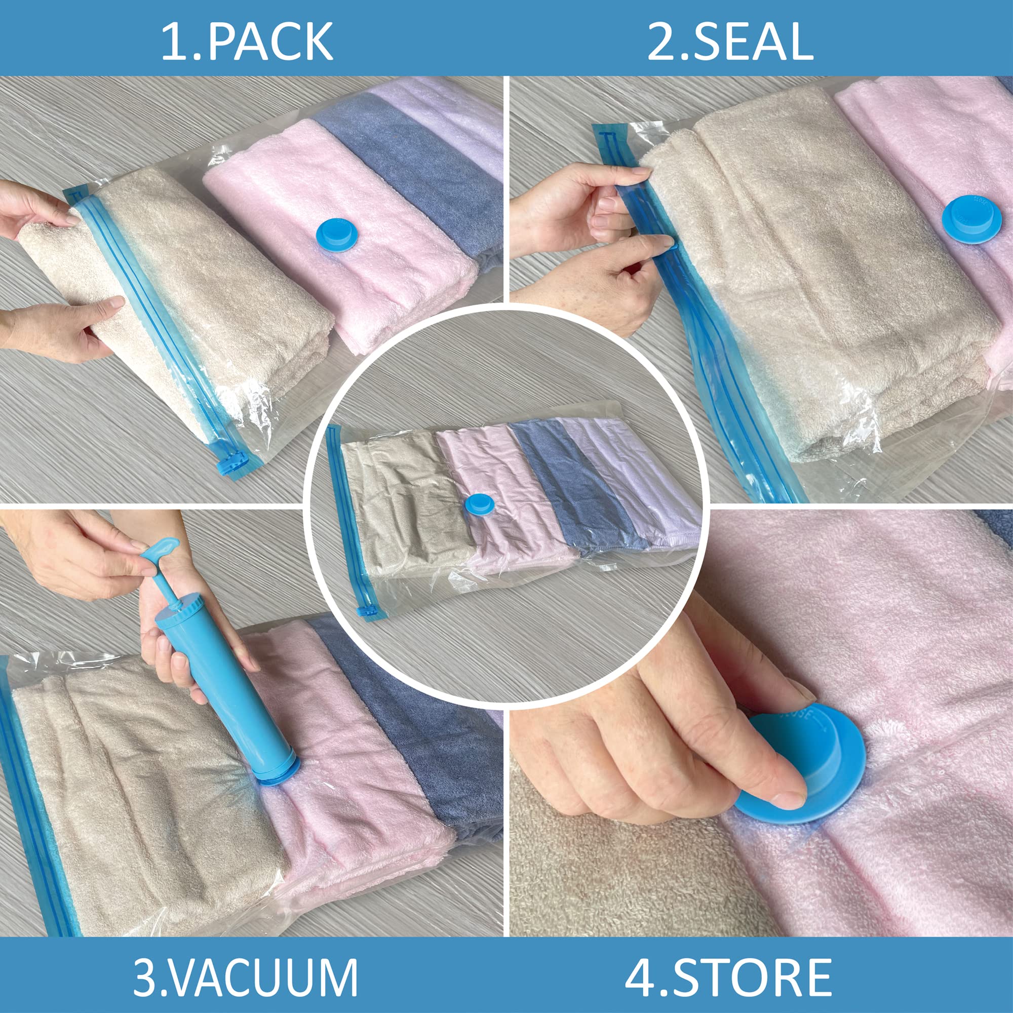 Roomimaster jumbo and small bags reducing bulk for blankets and pillows