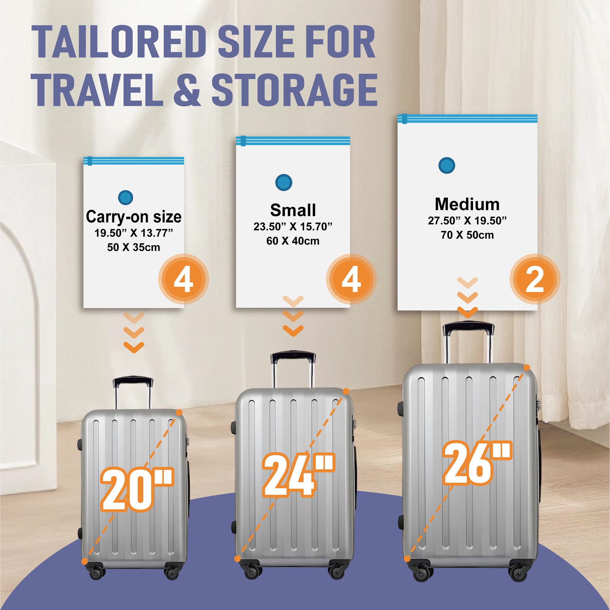 Roomimaster durable PA+PE material bags suitable for multiple trips