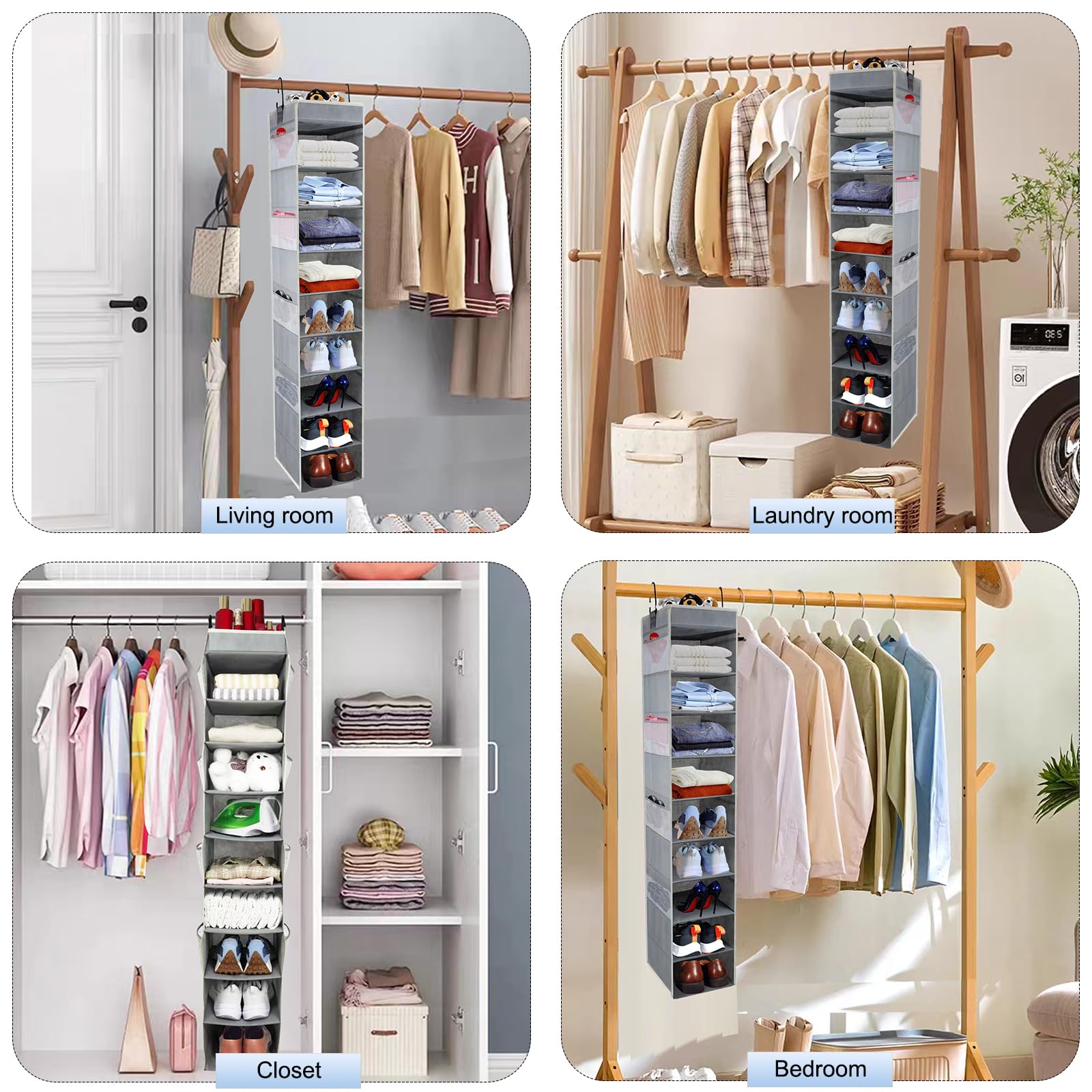 Roomtalk foldable 10-shelf organizer ideal for dorms and apartments.
