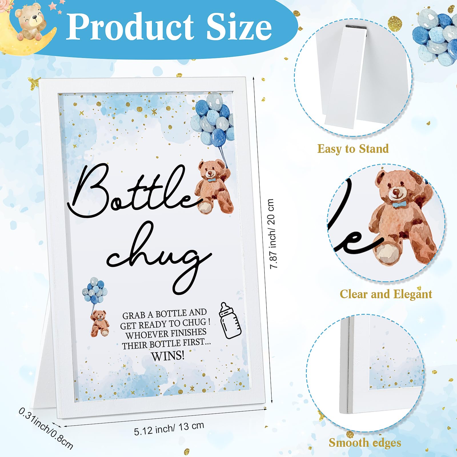 Roowest blue baby shower bottles 4oz ready for party play