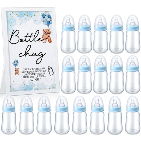 Roowest bottle chug sign bear wood on display for baby shower games