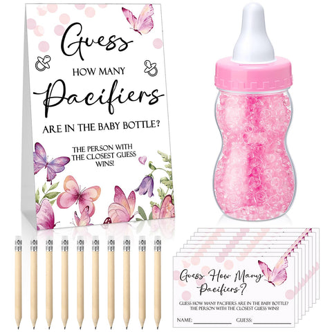 Roowest butterfly sign for baby shower guessing game, pink accent centerpiece