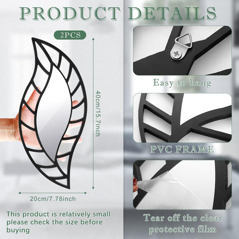 Roowest leaf teardrop mirror pairs beautifully in bedrooms with a black edge.