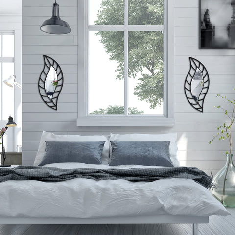 Roowest leaf mirrors mount easily using triangular back hooks.