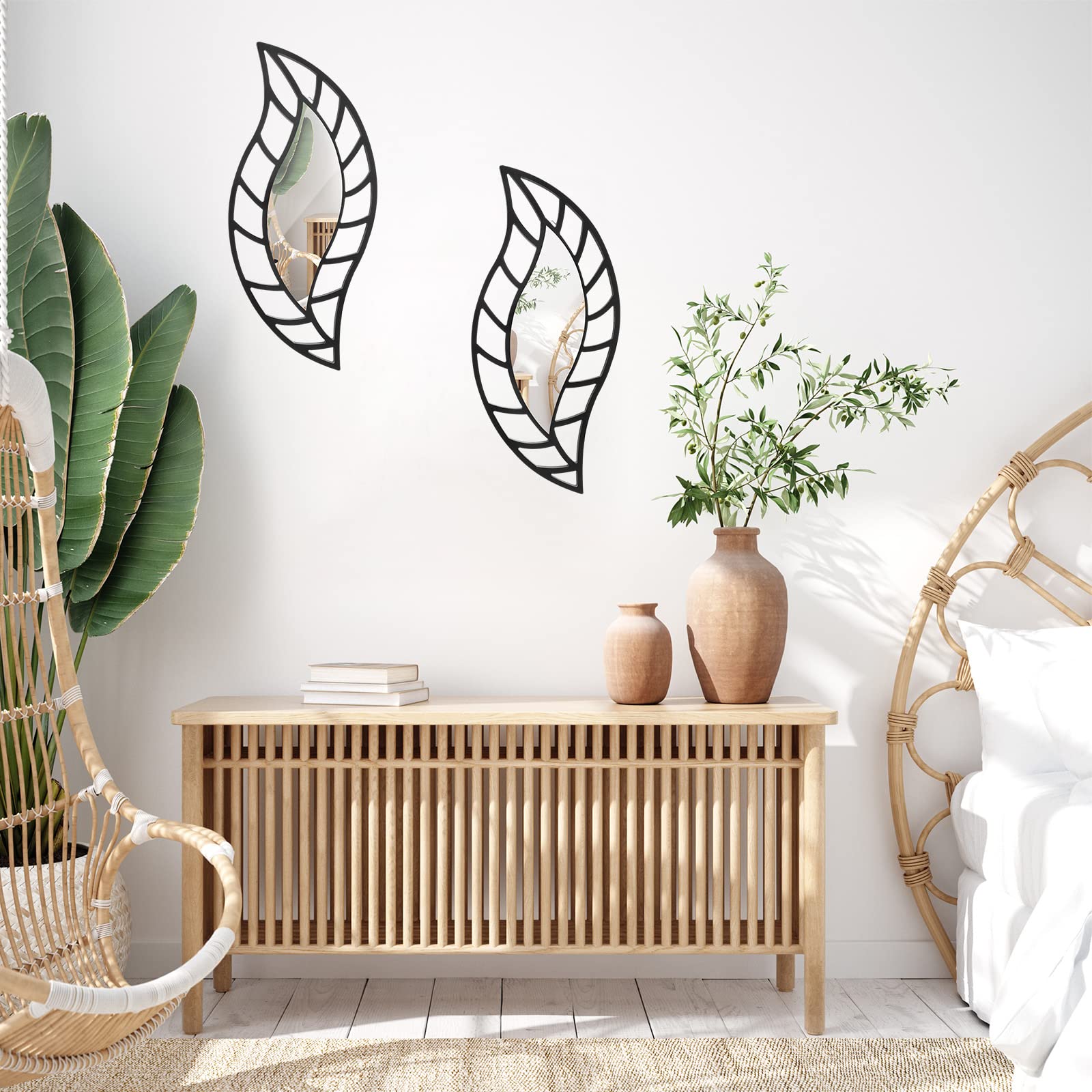 Roowest black-framed leaves add contemporary rhythm to living spaces.